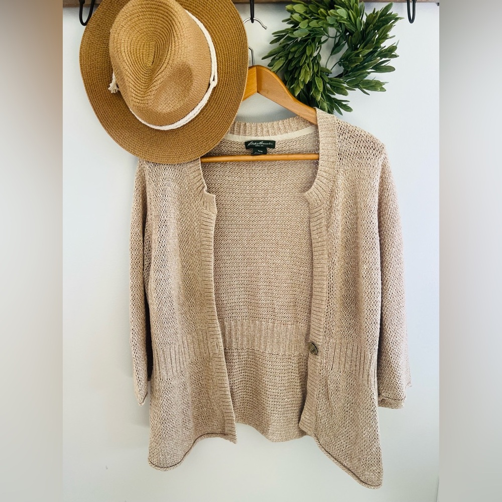 Eddie Bauer xl cream cardigan button up sweater neutral